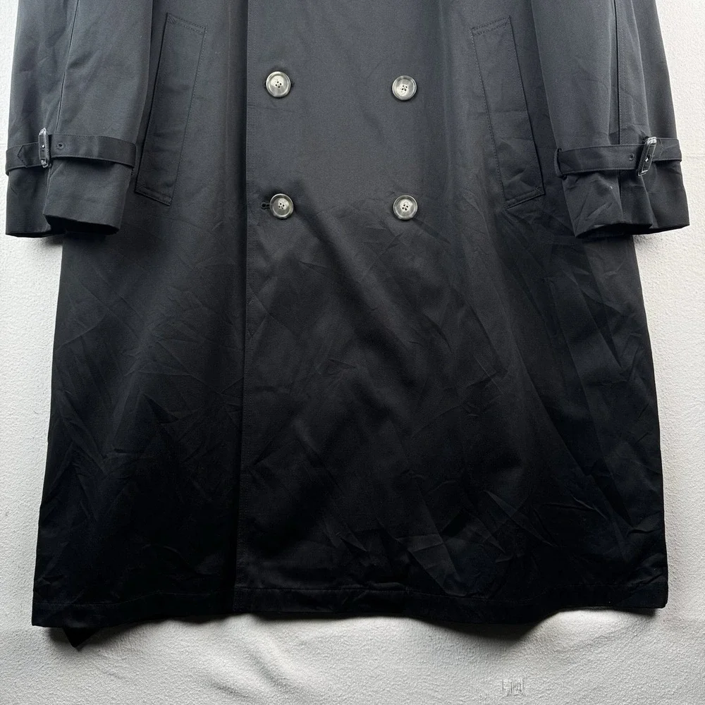 Ralph Lauren Black Trench Coat OverCoat Quilted Cotton Blend Lined Insulated 48R